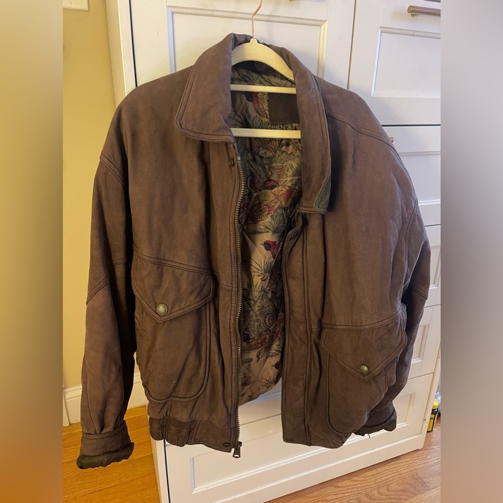 St Johns Bay Vintage Leather Bomber Jacket